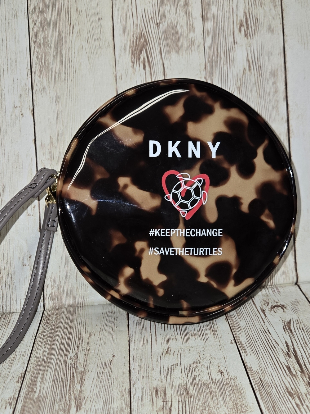 DKNY Save The Turtles Round Wristlet Tortoiseshell Mini Clutch Bag